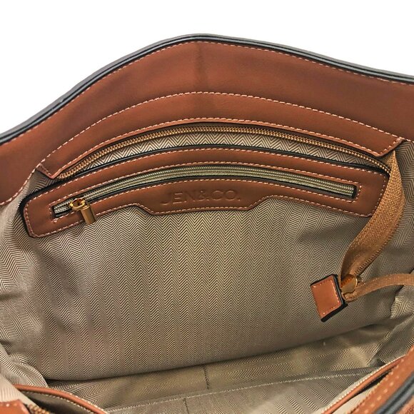 NWT Jen & Co Chloe Denim Brown Cross Body Bag 12x11x3.5 inches - Picture 7 of 8